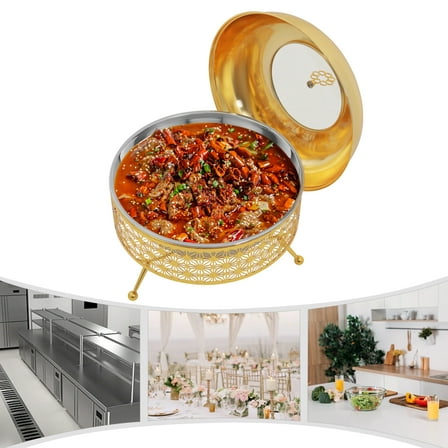 8L Chafing Dish Buffet Set, Round Chafing Dish, Food Warmer Chafer Gold 15.35*16.93in