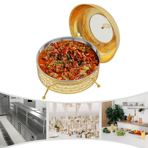 8L Chafing Dish Buffet Set, Round Chafing Dish, Food Warmer Chafer Gold 15.35*16.93in