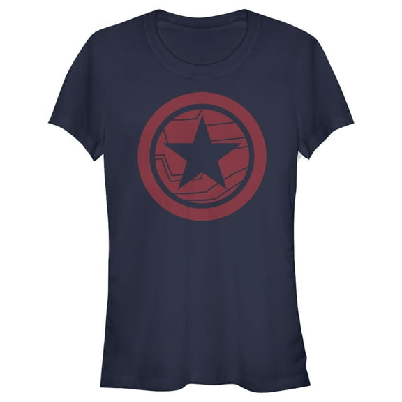 Junior's Marvel The Falcon and the Winter Soldier Red Shield Graphic Tee Navy Blue Large