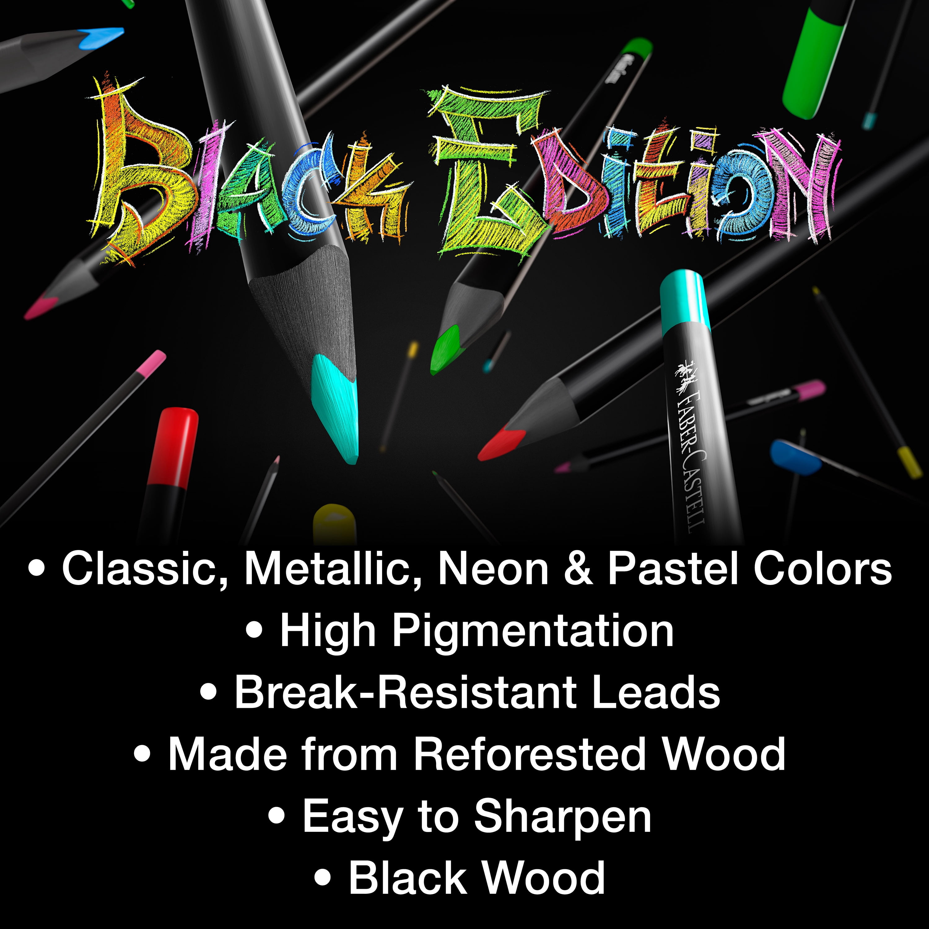 Faber-Castell Black Edition Colored Pencils: 36 Count Art Set