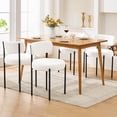 thumbnail image 2 of Dining Chairs Set of 2, White Boucle Dining Chair, Curved Backrest Upholstered Dining Room Chairs with Black Metal Legs, Mid Century Modern Dining Chairs for Kitchen, Living Room, White, 2 of 5