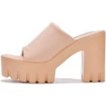 thumbnail image 3 of Cape Robbin Echoya Nude Slip On Block Heel Open Round Toe Fashion Heeled Sandals (Nude, 9), 3 of 4