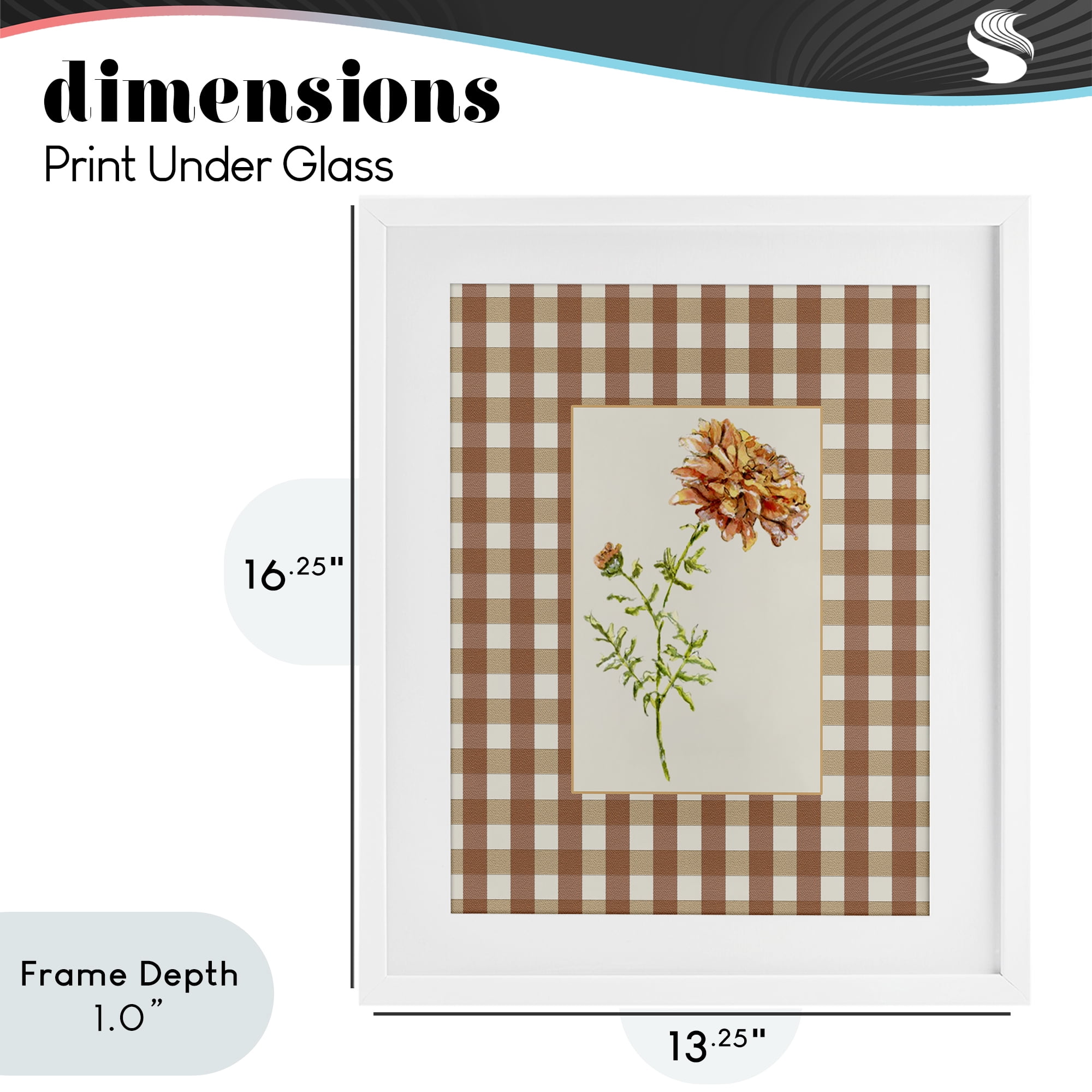 Stupell Industries Plaid Marigold Flower White Framed Print Under Glass, design by Lisa Wehmeyer