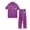 Purple, variant on REDARER Girls' Silk Satin Pajama Set, Short Sleeve Button-Down Top & Pants Soft Two-Piece Loungewear for Kids,7-8 Years