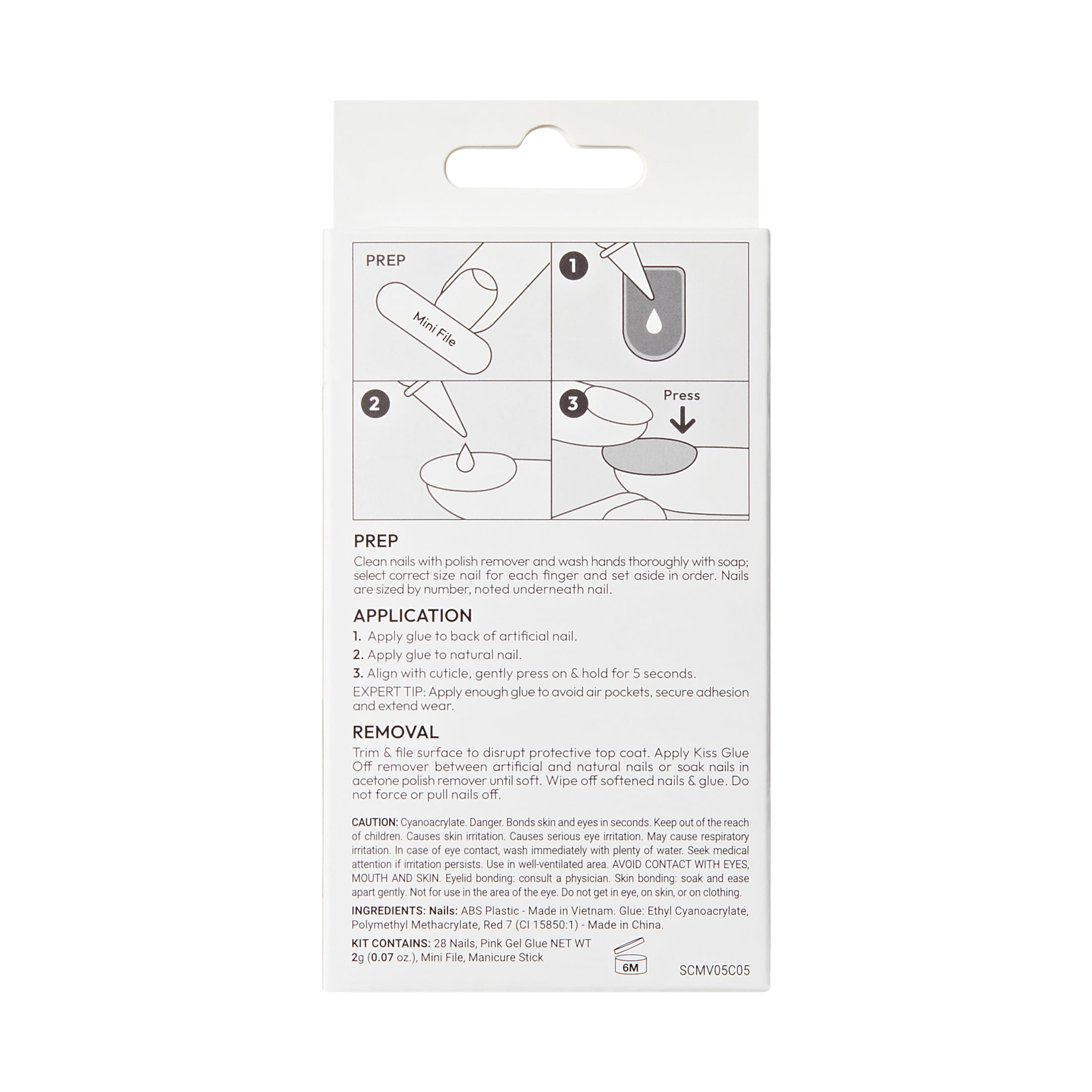 KISS Salon Color Press on Nails, Spotted, Red, Short Squoval, 28 Count
