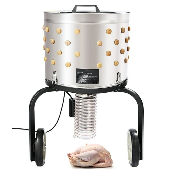 KFFKFF Poultry De-featherer, 20-inch Drum Constructed from Stainless Steel, Equipped with 108 Gentle Plucking Fingers, Easy Waste Collection, 500W Powerful Chicken Feather Remover