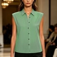 thumbnail image 5 of ClodeEU Women's Striped V Neck Cap Sleeve Button Down Shirt,Casual Summer Collared Blouse Green,Women's Plus L, 5 of 8