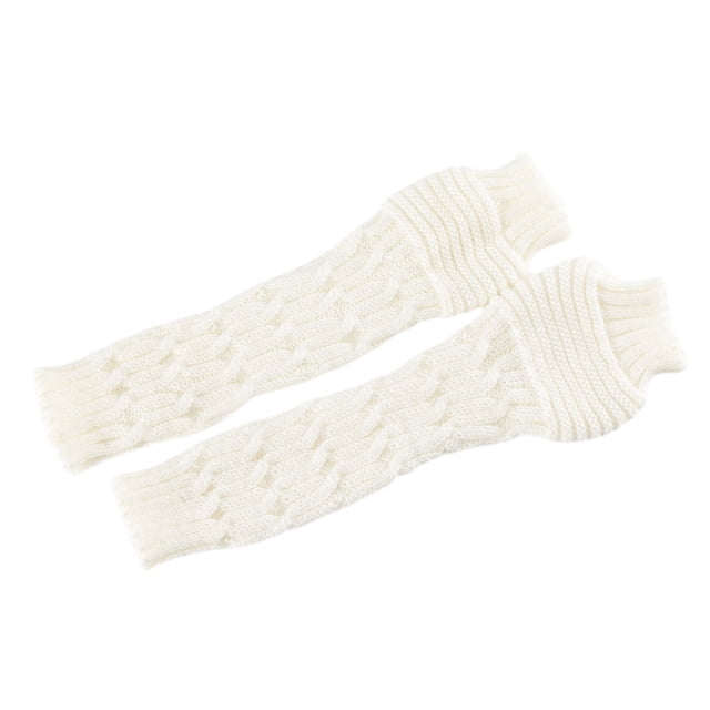 Guantes de invierno cálidos sobre el codo para mujer, guantes largos sin dedos tejidos con medio dedo abierto, guantes de lana, calentador de brazos