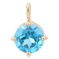 thumbnail image 1 of 14K Solid Gold Blue Topaz Stone Pendant - Round Cut Gemstone Gold Pendant, 1 of 4