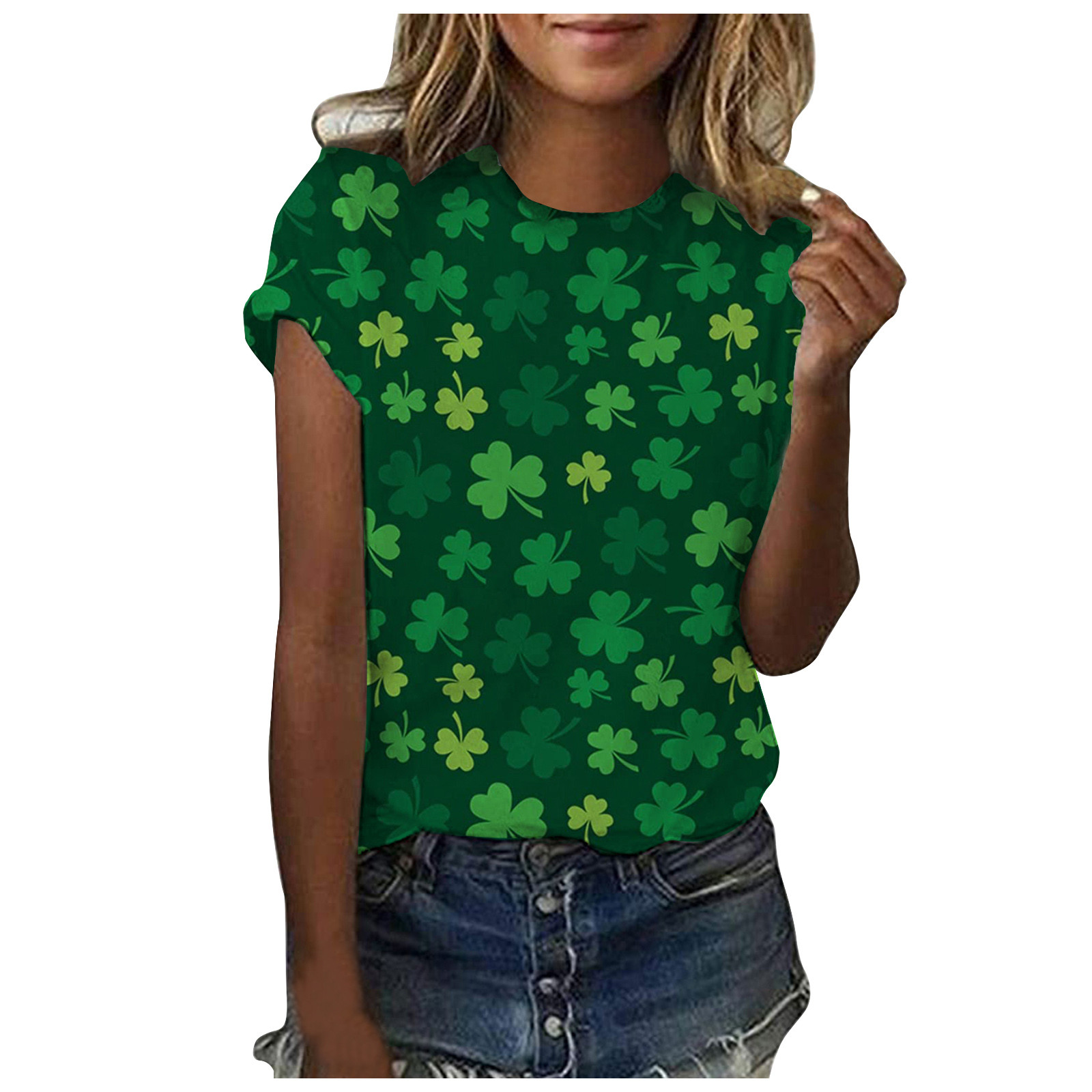 QIPOPIQ T-Shirts à Manches Courtes pour Femmes à Col Ras du Cou T-Shirts de la Saint-Patrick T-Shirt Vert Trèfle T-Shirt T-Shirts de la Saint-Patrick Tee Tuniques Imprimées Hauts Chemises de Fête T-Shirts Graphiques Aubaines