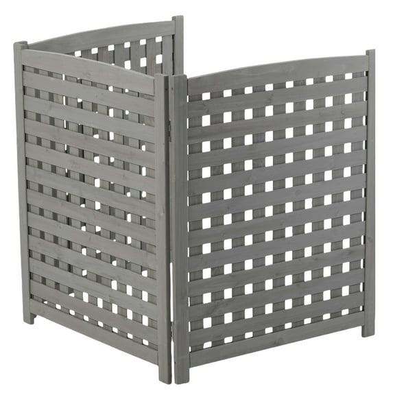 Funnil Wood Outdoor Air Conditioner Fence Screen 32" W x 38" H, 3 Panel Outside Privacy Fence, Gray