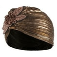 thumbnail image 1 of 1 turbante con volantes dorados y delicado estampado., 1 of 5