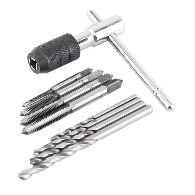 Juego De Llaves De Roscar, Kit De Herramientas De Roscado Manual De Acero Para Cojinetes Con Machos De Roscar Y Brocas Helicoidales, Práctica Llave En Forma De T Para Una Fácil