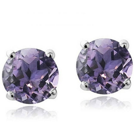 A&M Sterling Silver Kid's Birthstone Earrings, February, Amethyst
