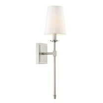 Kira Home Torche 20" Wall Sconce/Wall Light   Linen Shade, Brushed Nickel Finish