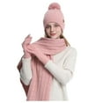 thumbnail image 2 of Ediodpoh Solid Color Knit Hat Scarf and Gloves Set Double Layer Thick Warm Windproof Three Piece Pink, 2 of 4