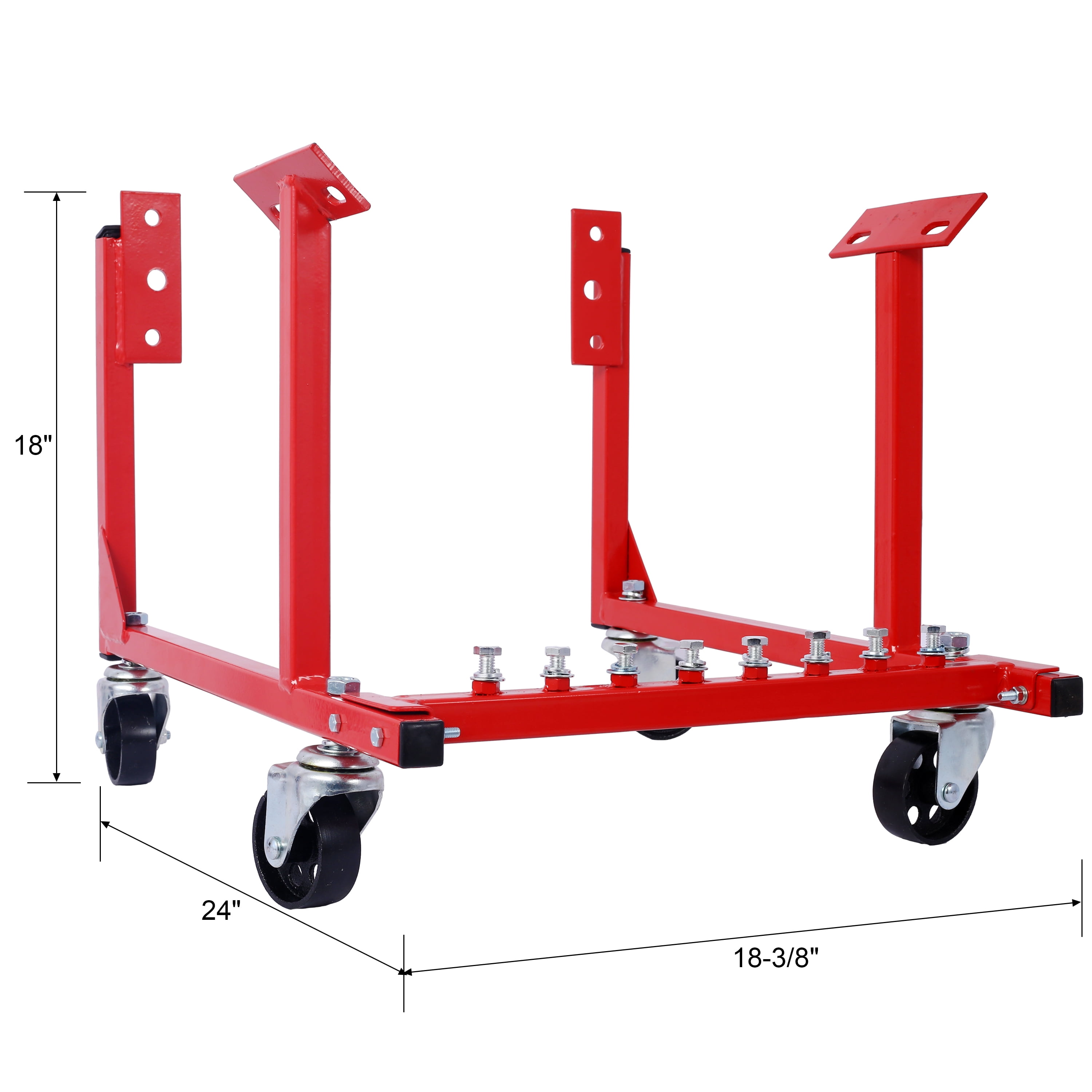 Engine Cradle with Wheels for Chevy Small Block and Big Block, Red, Steel, 1000 lb Capacity