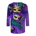 thumbnail image 5 of DPTALR Mardi Gras Women's Casual Print Crew Neck Three-Quarter Sleeve Loose T-Shirt,Purple,Size XXXL, 5 of 6