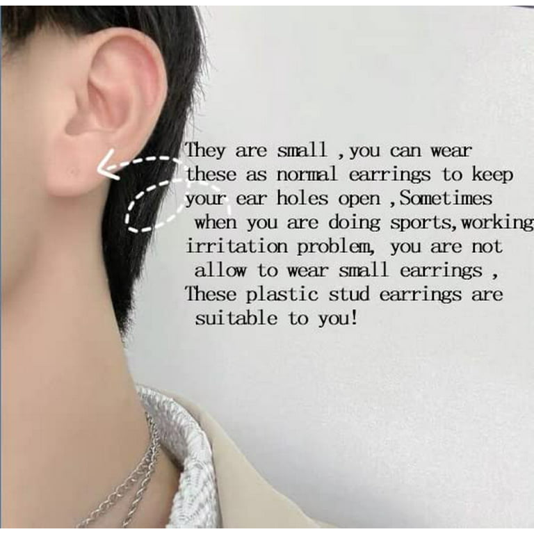Clear Earrings,3mm Plastic Earrings for Sensitive Ears,Clear Earrings for Sports/Work,Invisible Earrings Clear Stud Earrings 100 Pairs Earring Backs