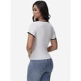 thumbnail image 2 of Women Summer Short Sleeve Shirts Crewneck Striped Color Block T Shirts Slim Fit Basic Tee Tops, 2 of 6