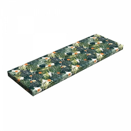 

Green Bench Pad Hawaiian Summer Aloha Pattern Tropical Plants and Hibiscus Flowers HR Foam Cushion with Decorative Fabric Cover 45 x 15 x 2 Green Dark Teal Orange by Ambesonne