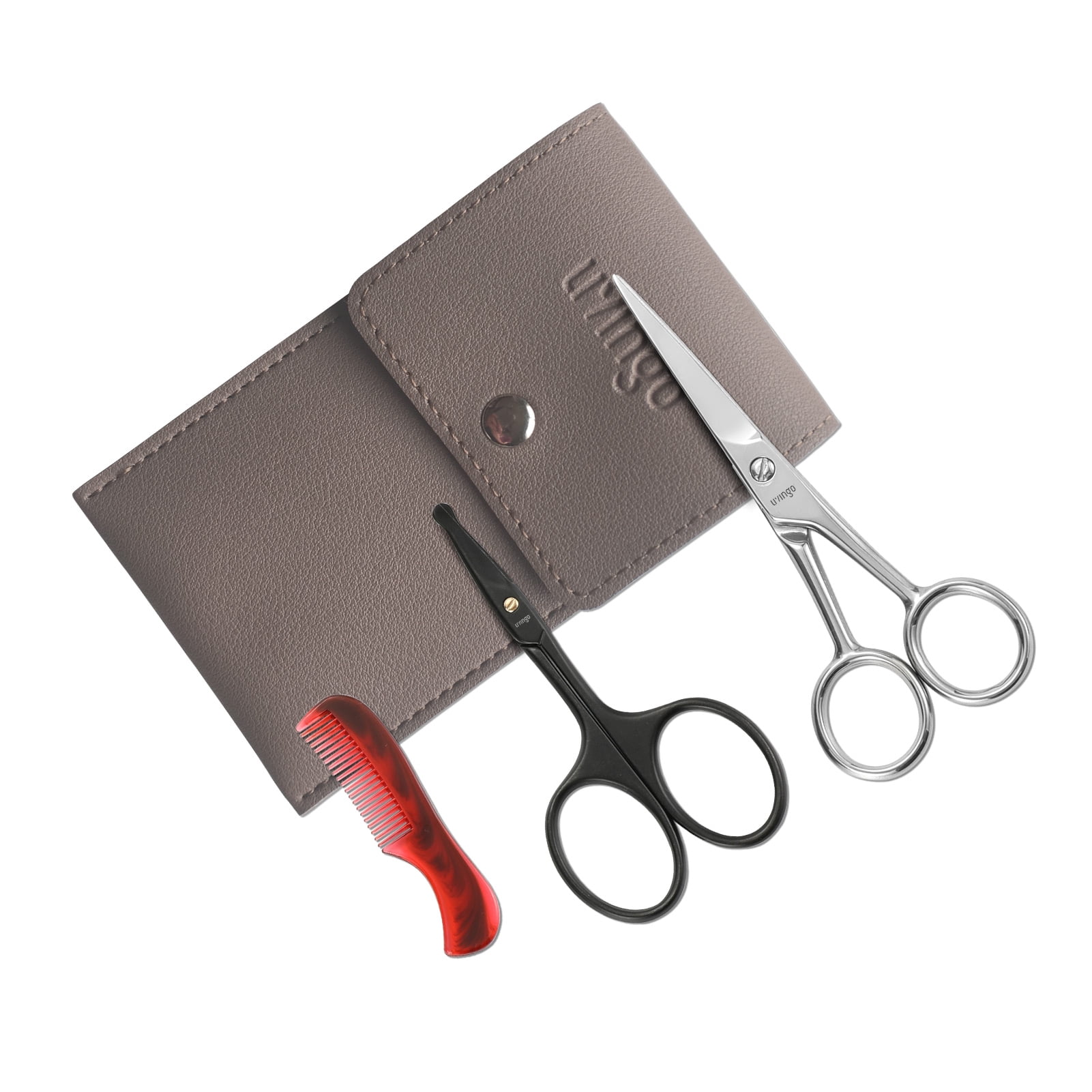 LIVINGO Sharp Mustache Scissors, Nose Hair Scissors, Mini Comb and