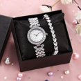 thumbnail image 4 of Conjunto de 2 piezas de reloj de mujer, reloj de pulsera para mujer, reloj de moda de tendencia, reloj de cuarzo con diamantes de imitación, 4 of 5