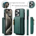 thumbnail image 2 of ELEHOLD for iPhone 14 Detachable Wallet Case Premium PU Leather 2-in-1 Magnetic Removable Zipper Card Holders RFID Blocking Logo Hollow View Shockproof Protection Kickstand Case,green, 2 of 8