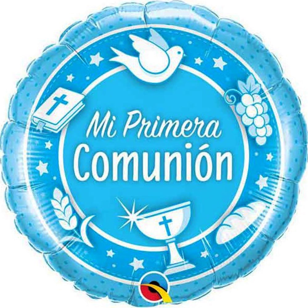 First Communion Blue Balloon Mi Primera Spanish Globo 18 