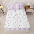 thumbnail image 4 of Catabedysis Cute Coquette Bowknot Zipper Twin Comforter Sets with Fitted Sheet and 2 Pillowcases,Purple Personalized Letter F Zipper Bedding Set For Girls,Colorful Stars Reversible,4 Pieces, 4 of 7