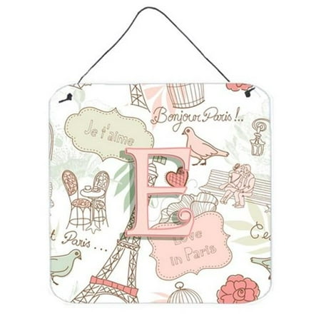 Carolines Treasures CJ2002-EDS66 Letter E Love In Paris Pink Wall and Door Hanging Prints
