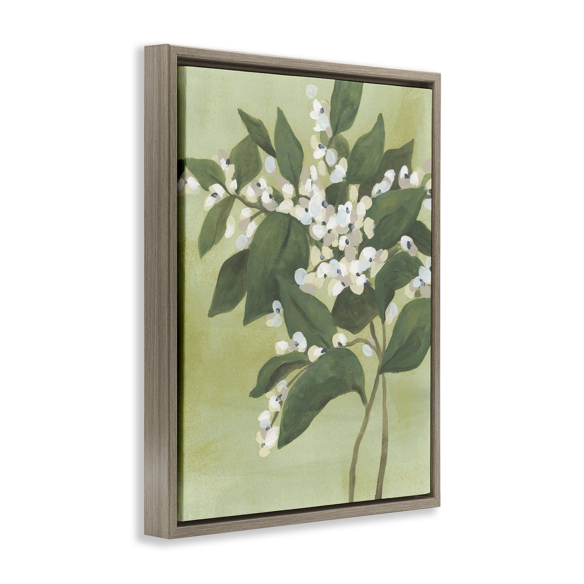 Stupell Industries Verdant Branch Bloom Brown Framed Floater Canvas Wall Art, design by June Erica Vess
