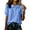 Blue,#021, variant on Women's Summer Linen Shirts Short Puff Sleeve Button Up Peter Pan Collar Cute Blouses Dressy Casual Linen Tops,S