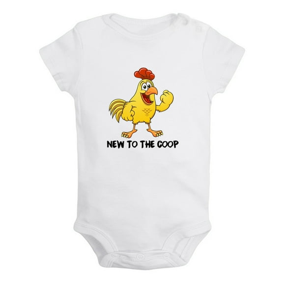 iDzn New to the Coop Funny Rompers For Babies, Newborn Baby Unisex Bodysuits, Infant Chicken Jumpsuits, Toddler 0-12 Months Kids One-Piece Oufits (White, 0-6 Months)