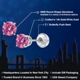 thumbnail image 2 of Gem Stone King 14K White Gold Stud Earrings for Women Men with Comfort Back Round Pink Moissanite 1.00cttw, 2 of 6