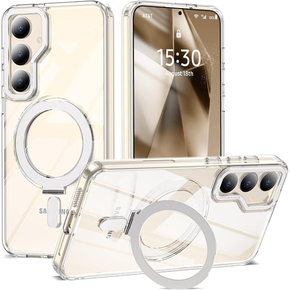 for Clear Samsung Galaxy S24 Case with Magnetic & Ring & Stand [3 in 1] Galaxy S24 Case 6.2" Compatible with Mag-Safe, Military Drop Protection, Clear