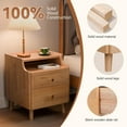 thumbnail image 5 of Nightstand with Drawers, Pre-Assembled, Natural Solid Wood Night Stand with Open Sliding Shelf, Mid Century Modern Small Bedside Table Cabinet for Bedroom, End Side Table, Natural Oak, 5 of 8