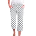 thumbnail image 1 of Pantalones Casuales de Mujer de Impresión Floral Cintura Elástica Suelta, Pantalones de Pierna Ancha Recta con Bolsillos, 1 of 5