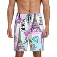 thumbnail image 3 of Lsque Eiffel Tower and Hearts Mens Sleep Pajama Shorts,Short Pajama Pants, Cotton Ultra-Soft Knit-X-Large, 3 of 9