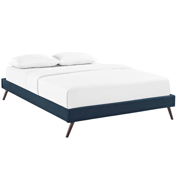 Platform Bed Frame, Queen, Azure Blue, Fabric, Hotel Bedroom, Modern Contemporary, HB38038