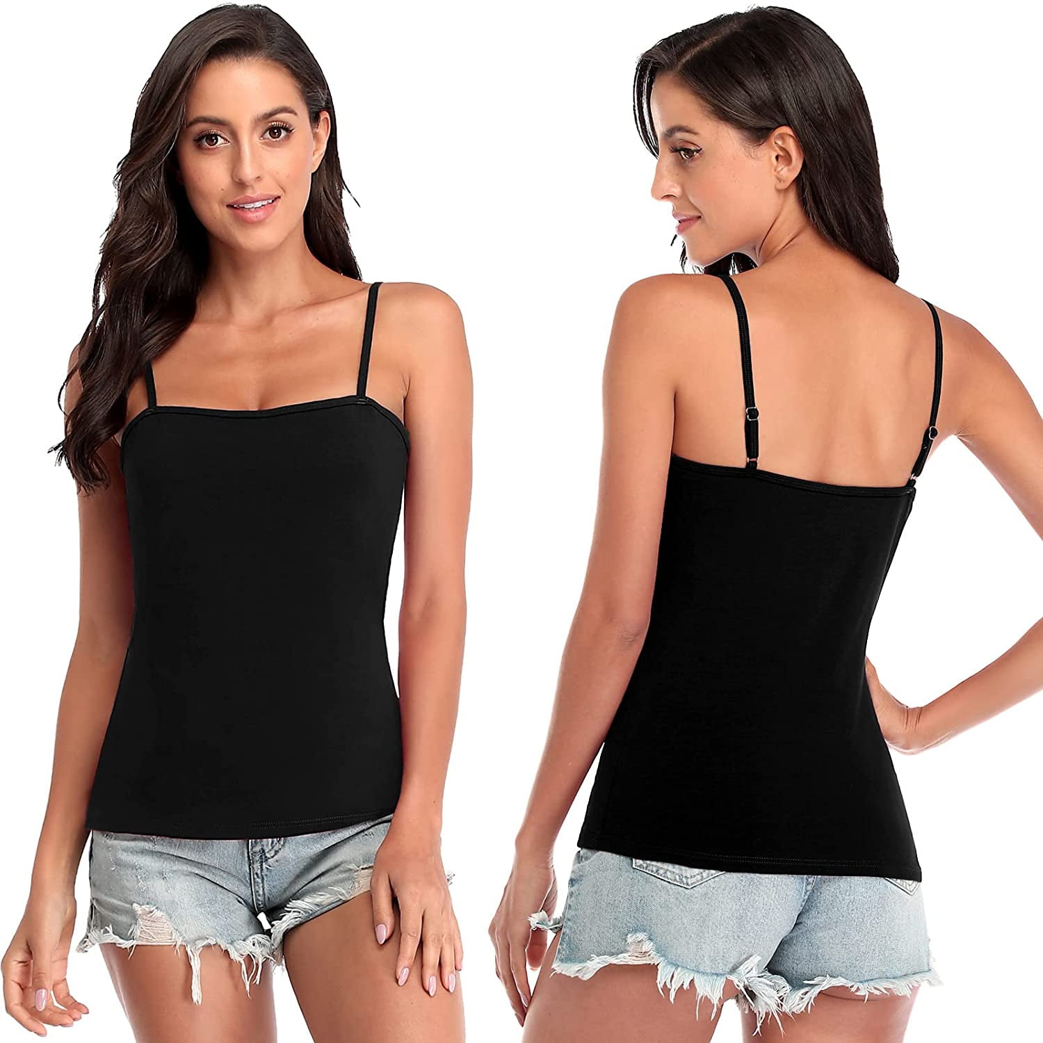 Black square neck tank top hot sale