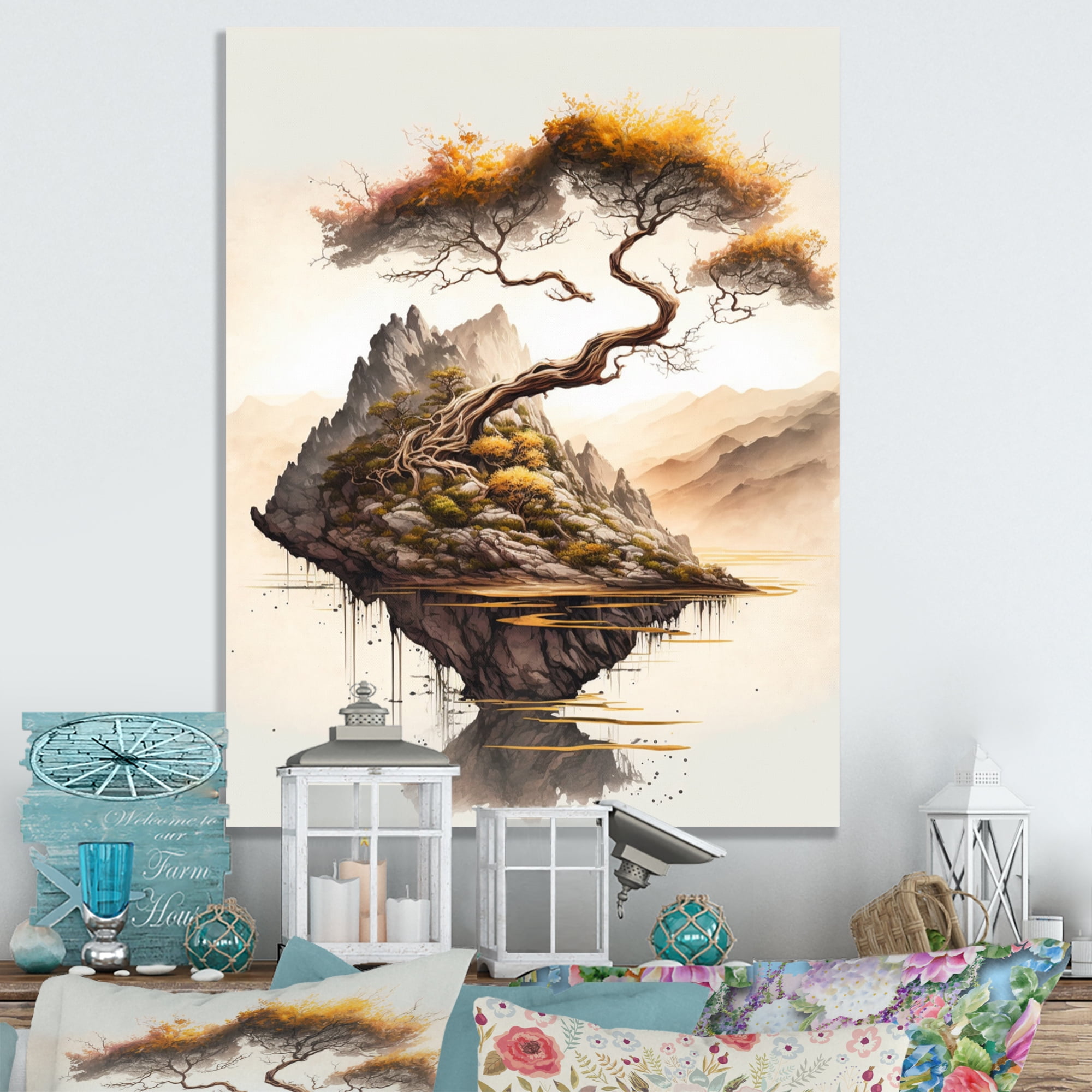 Designart Bright Bonsai Tree On Rock Canvas Wall Art - Walmart.com