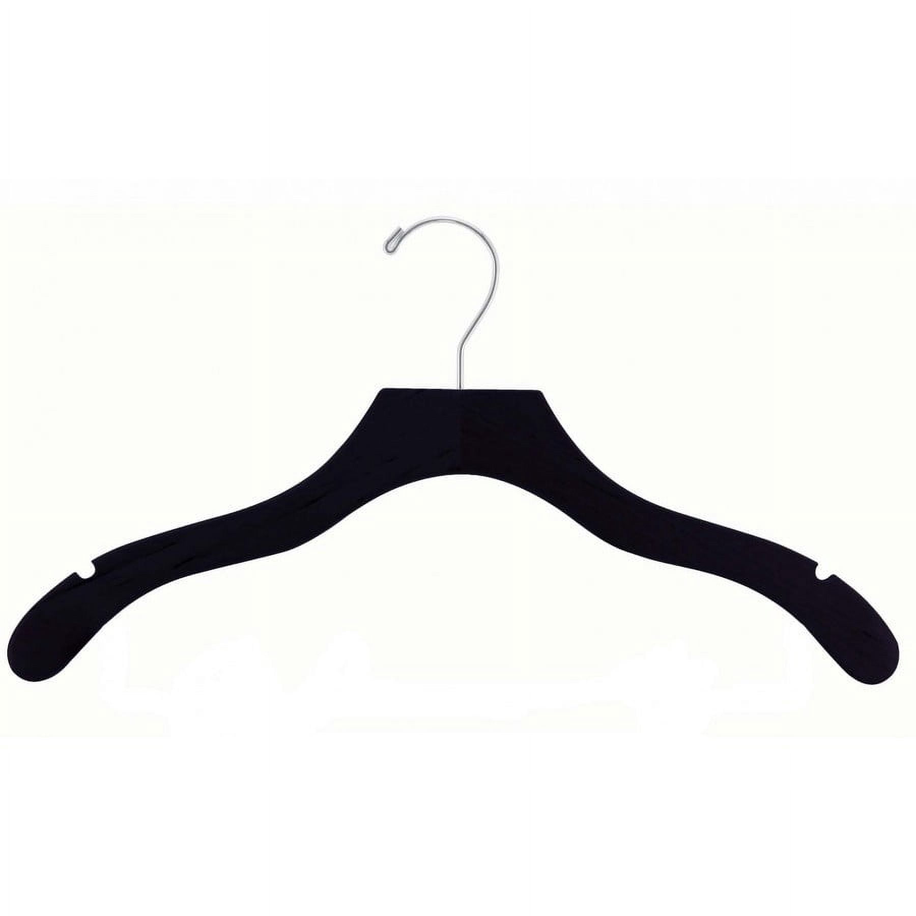The Great American Hanger Company Black Wavy Top Hanger with Notches, Box of 50 Flat Hangers with Notches and Chrome Swivel Hook