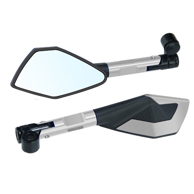 TopOne Motorcycle Rear View Mirrors Aluminum Alloy Pentagonal Side Mirrors Handlebar Mount Universal For Motobiker ATV