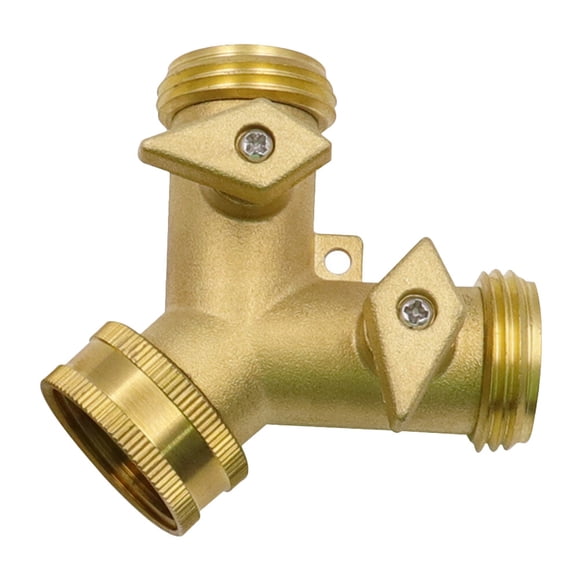 Brass 2 Way 3/4" Hose Splitter Heavy Duty Connector Garden Hose Diverter