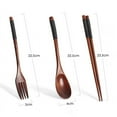 thumbnail image 2 of 4X Wooden Flatware Set, Wooden Portable Set Chopsticks Spoon Fork Tableware Dinnerware with Black Twining Thread, 2 of 8