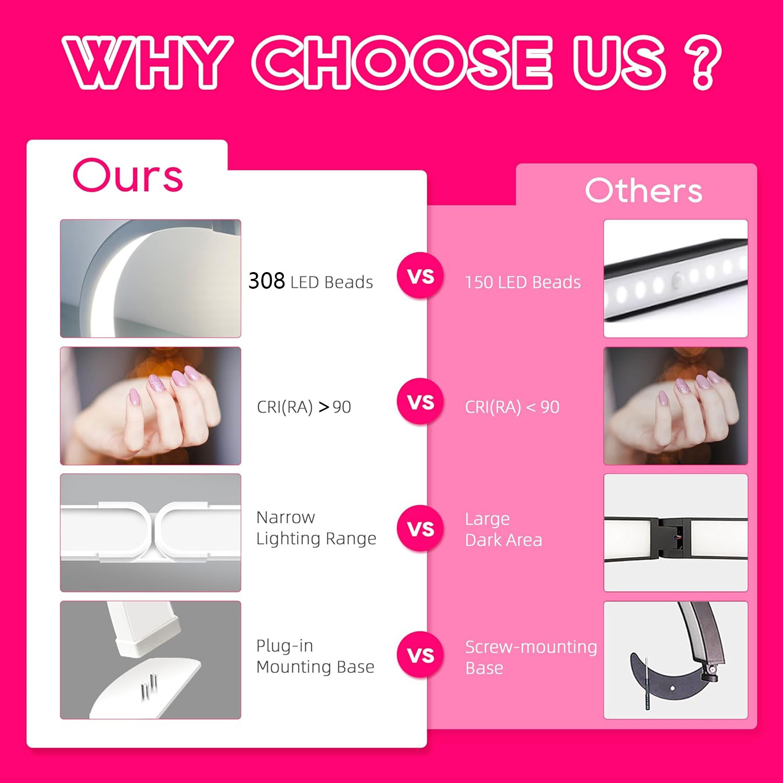 Half Moon Light for Nail Desk, Foldable Nail Lamp with Phone Holder,  Nail Desk Lamp, 3 Modes 10 Brightness, Portable Half Moon Lamp Arch Light for Lighting/Nail Art/Beauty/Eyelashes/Tattoos