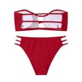 thumbnail image 5 of UTSJKR Women's 2026 Strapless Hollow Out Bandeau Bikini, Triangle Split Bathing Suit, Casual Summer Pool Beach Swimwear Red M, 5 of 8