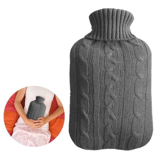 Funda para Botella Caliente Calentador Manos Y Pies Funda Felpa para Cama (gris)