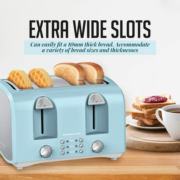 OVENTE 4 Slice Toaster with Extra Wide Slots, 1400W Countertop